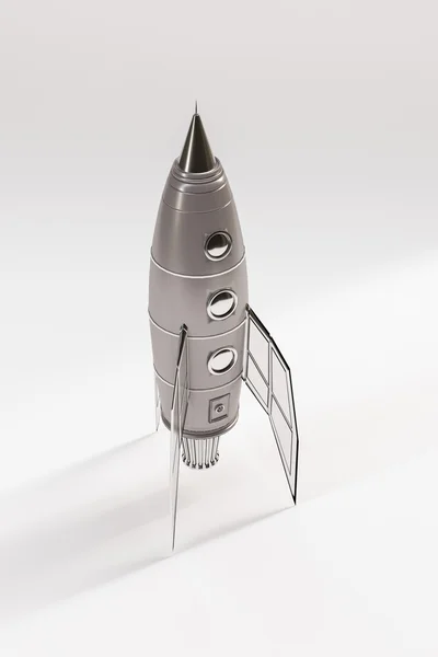 Illustrazione 3d di un razzo spaziale isolato su sfondo bianco — Foto Stock