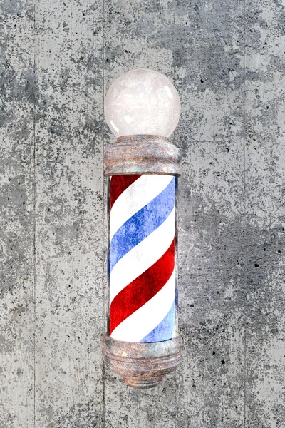 3d illustration of a barber pole on concrete wall — Stock Photo, Image