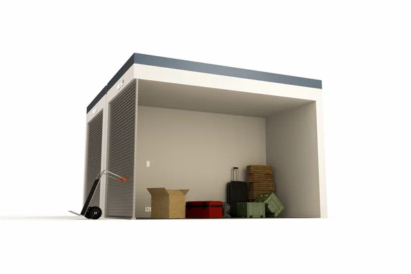 3D illustration av ett self-storage avsnitt isolerad på vit bakgrund — Stockfoto