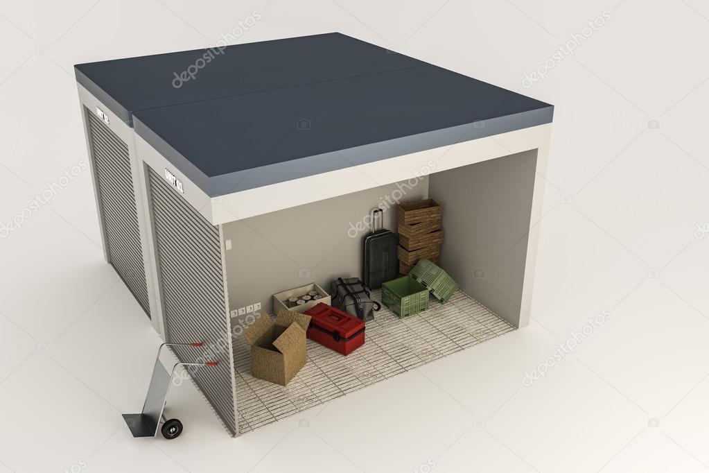 3d illustration of a self storage section isolated on white background