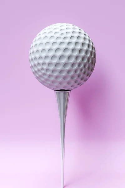 Ilustração 3d de um balll de golfe isolado no fundo rosa — Fotografia de Stock