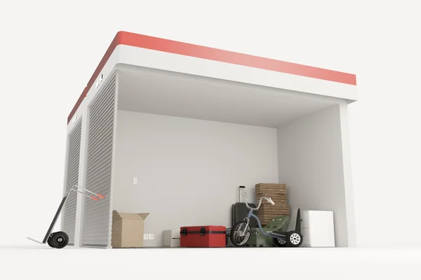 3D illustration av self-storage enheter sektioner isolerad på vit bakgrund — Stockfoto