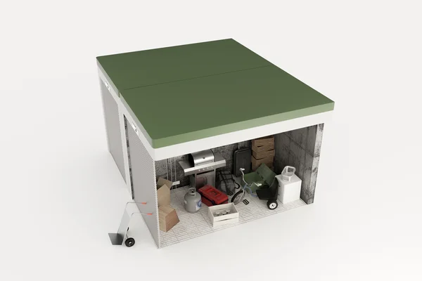 3d illustration of self storage units sections isolated on white background — Stock Photo, Image