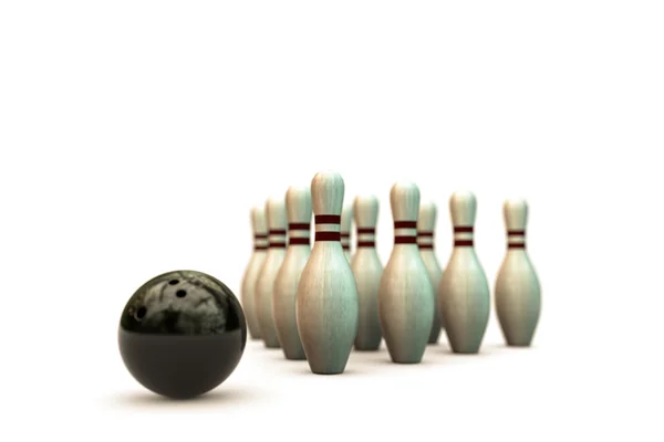 3D Illustration von Bowlingnadeln isoliert auf weißem Hintergrund — Stockfoto