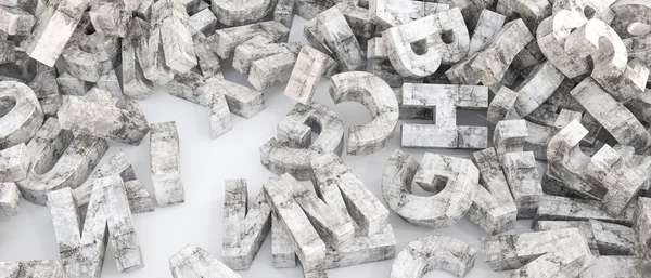 3D ilustracja konkretnych listów na białym tle — Zdjęcie stockowe