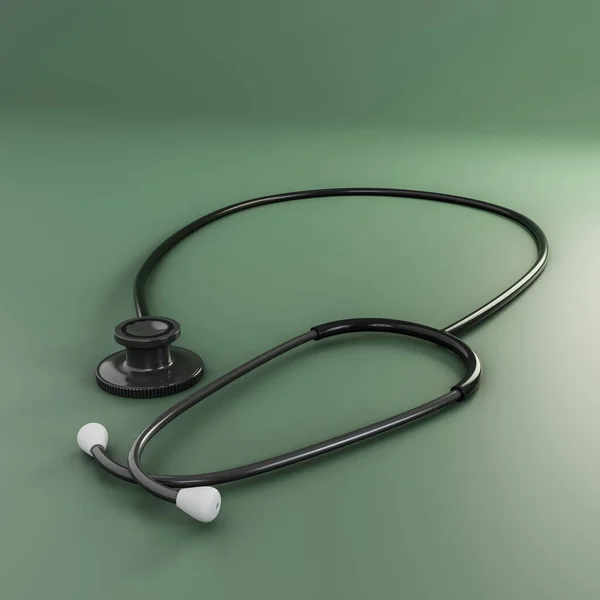 Stetoskop Isolerad Grön Bakgrund Illustration — Stockfoto