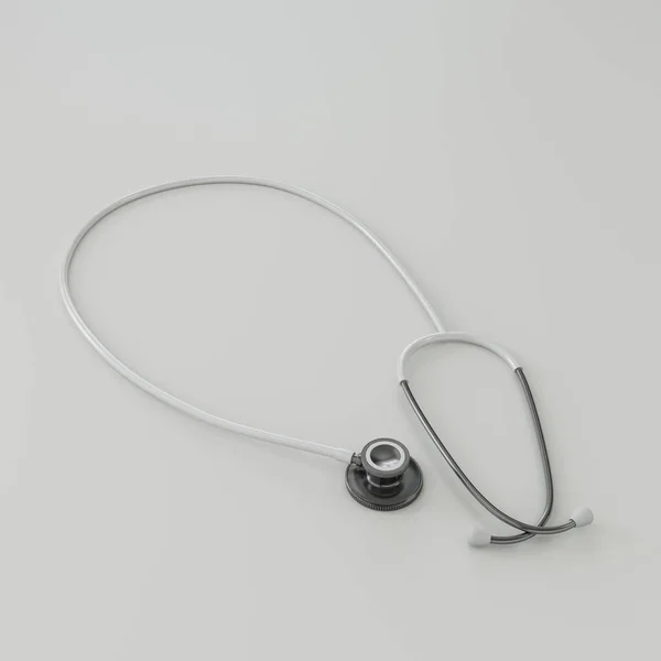 Vit Stetoskop Isolerad Vit Bakgrund Illustration — Stockfoto