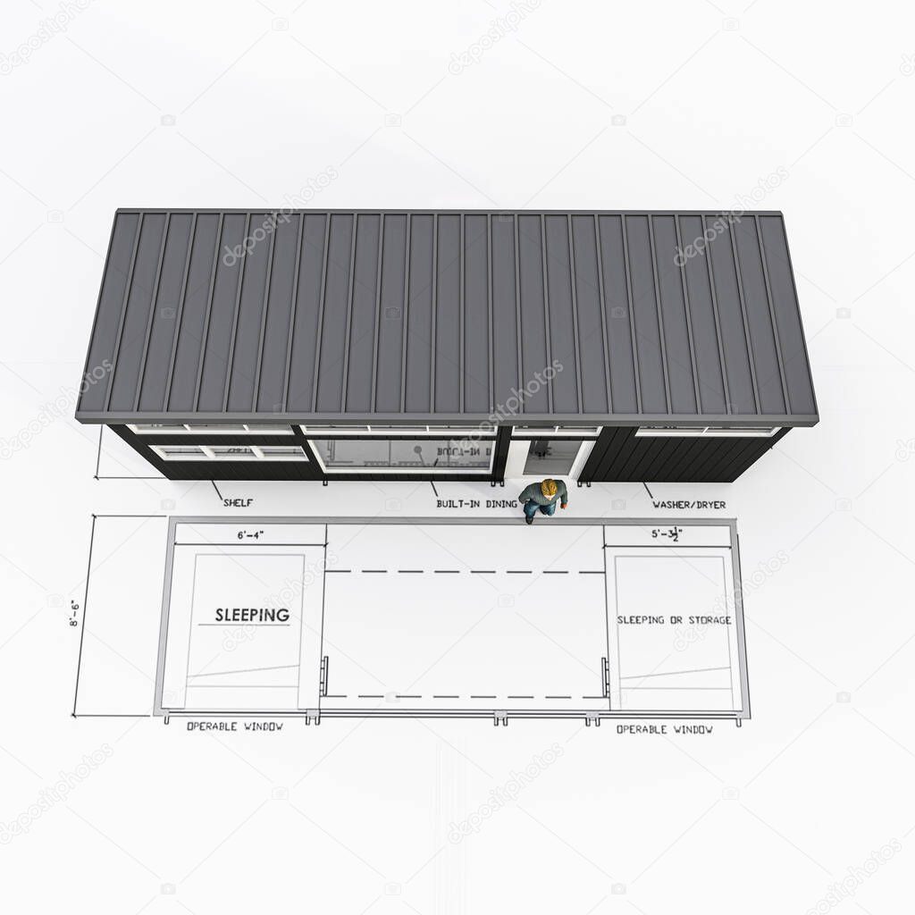 tiny house project isolated on white 3d illustration