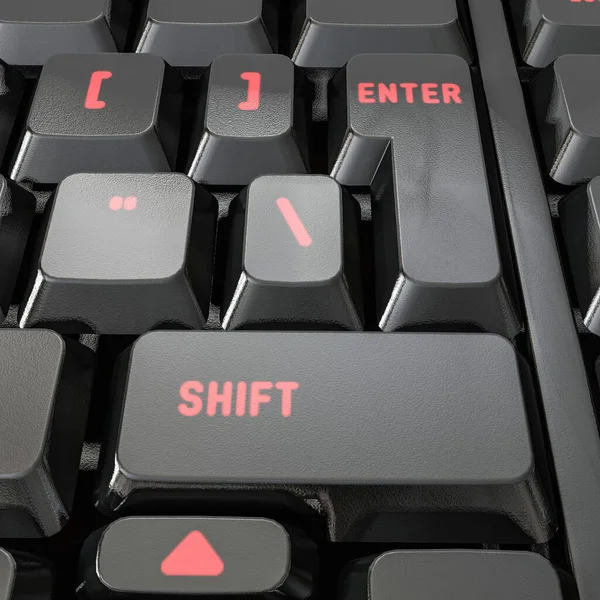 现代计算机键盘关闭3D插图 — 图库照片