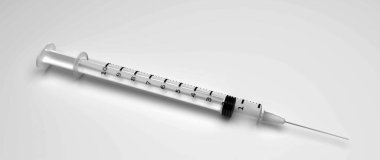 Beyaz arkaplanda izole edilmiş şırınga 3d illüstrasyon