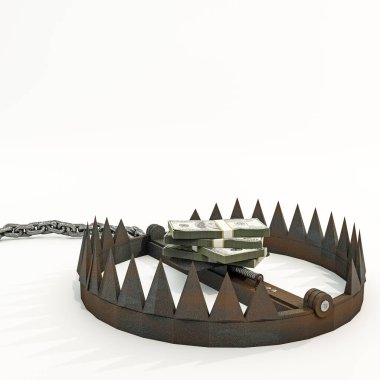 ayı tuzağı beyaz arkaplanda izole edildi 3d illüstrasyon