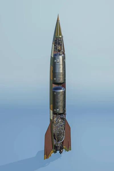 Space Rocket Isolated Blue Background Illustration — Stock Photo, Image