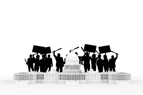 Capitol Building Riots Attack Isolated White Background Illustration — Stock Photo, Image