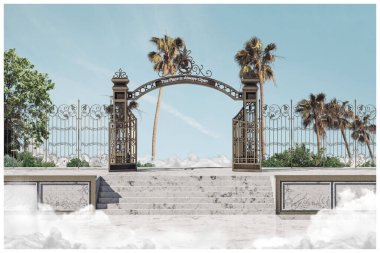 Cennet kapısı, burası her zaman açıktır, 3 boyutlu illüstrasyon