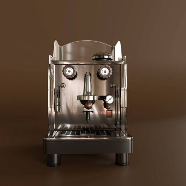 Kahverengi arka planda izole kahve makinesi