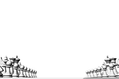 Satranç beyaz arkaplanda izole edilmiş 3d illüstrasyon