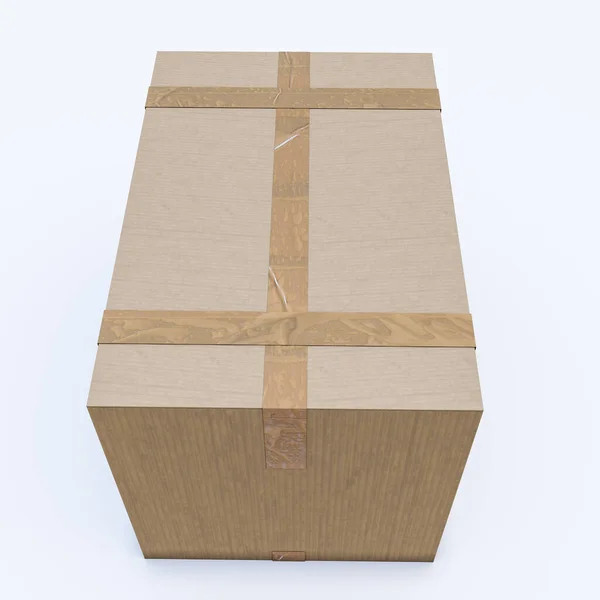 Cardboard Box Isolated White Background Illustration — Stock Photo, Image