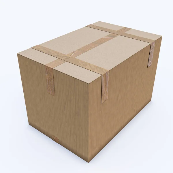 Caja Cartón Aislado Sobre Fondo Blanco Ilustración — Foto de Stock