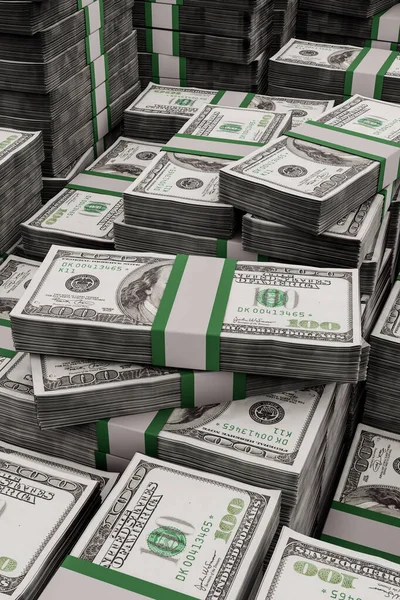Pilha Enorme Dólar Isolado Fundo Branco Ilustração — Fotografia de Stock