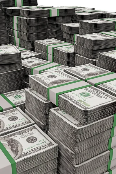 Riesiger Dollarstapel Isoliert Auf Weißem Hintergrund Illustration — Stockfoto