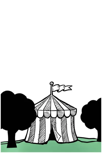 Circus Tent Geïsoleerd Witte Achtergrond Illustratie — Stockfoto