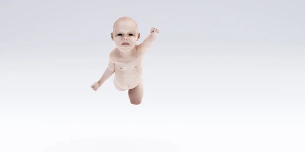 白色背景下孤立的赤身裸体新生儿 — 图库照片