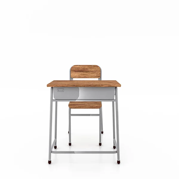 School Bench Isolated White Background Illustration — Stock Photo, Image