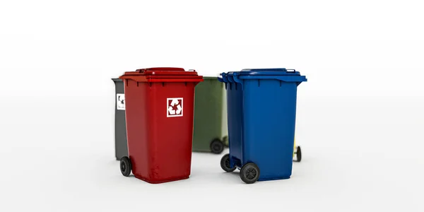 Recycle Bins Isolated White Background Illustration — Stock Photo, Image