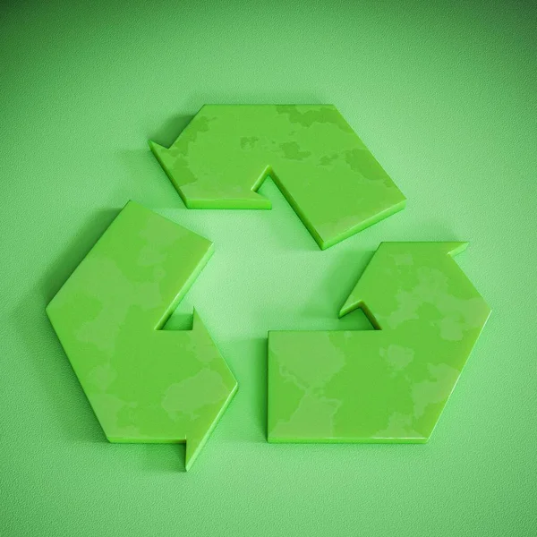 Recycler Panneau Isolé Sur Fond Vert Illustration — Photo