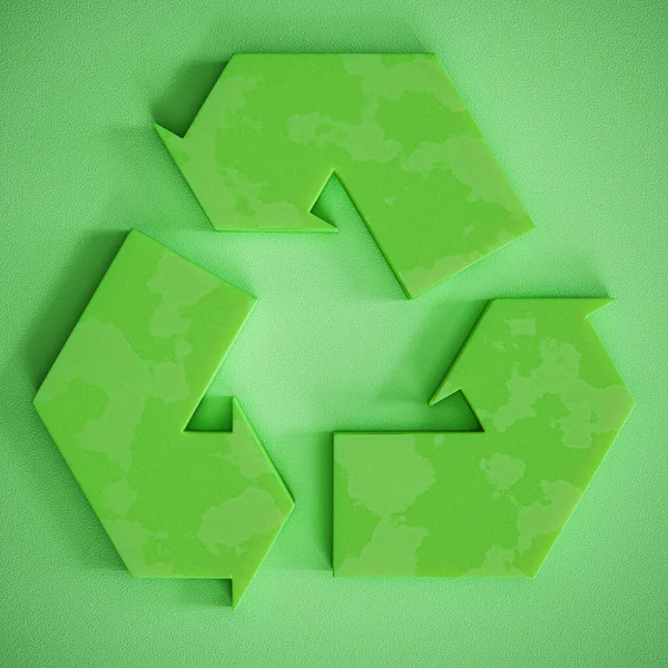 Recycling Zeichen Isoliert Auf Grünem Hintergrund Illustration — Stockfoto