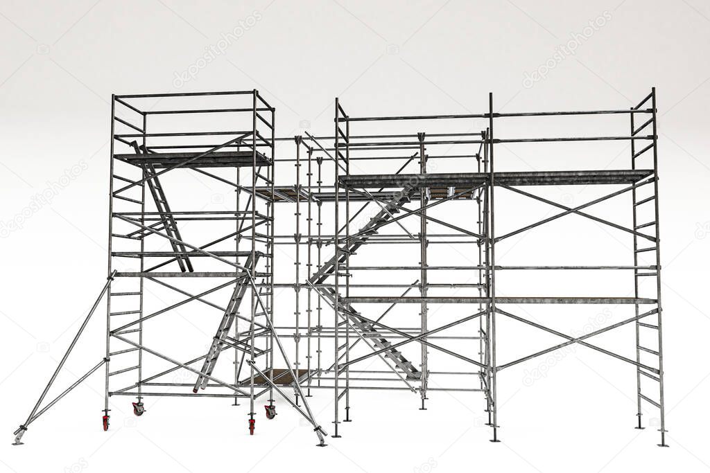 scaffolding isolated on white background 3d illustration 