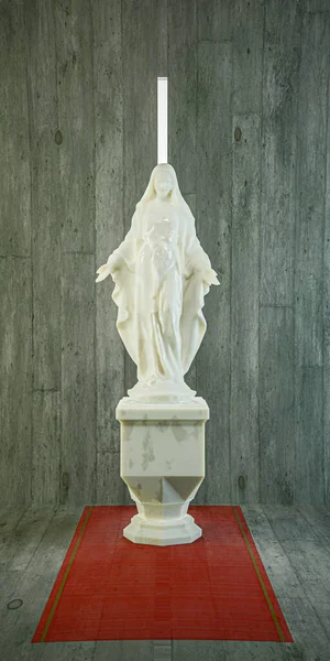 Statue Mary Sur Tapis Rouge Illustration — Photo