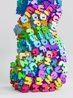 Düşen harfler beyaz arkaplanda izole edilmiş 3d illüstrasyon