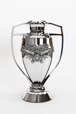 Futbol kupası beyaz arkaplanda izole edilmiş 3d illüstrasyon