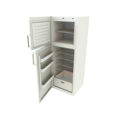buzdolabı beyaz arkaplanda izole edilmiş 3d illüstrasyon