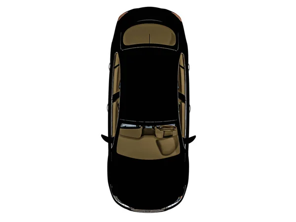白い背景の3Dイラストで隔離された黒い車 — ストック写真