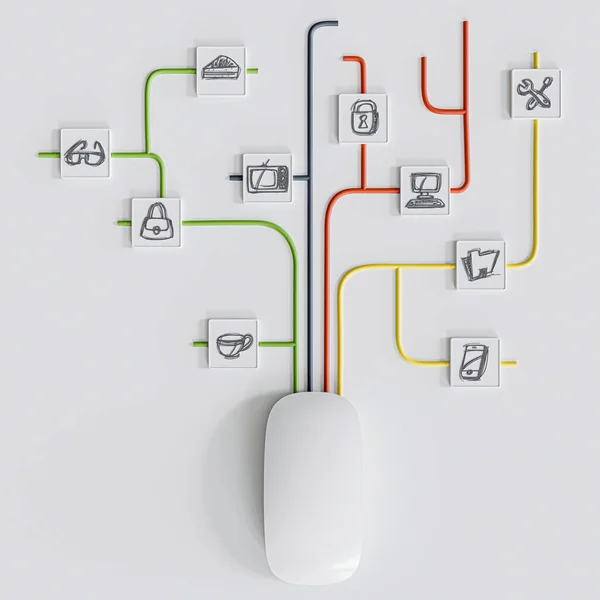 Počítačová Myš Izolované Bílém Pozadí Ilustrace — Stock fotografie