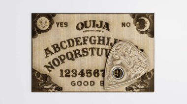 Ouija tablosu beyaz arkaplan üzerinde izole edilmiş 3d illüstrasyon