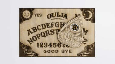 Ouija tablosu beyaz arkaplan üzerinde izole edilmiş 3d illüstrasyon