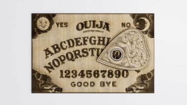 Ouija tablosu beyaz arkaplan üzerinde izole edilmiş 3d illüstrasyon