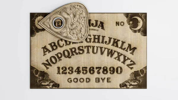 Ouija Táblázat Elszigetelt Fehér Háttér Illusztráció — Stock Fotó