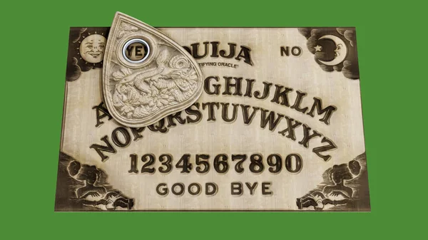 Ouija Táblázat Elszigetelt Zöld Háttér Illusztráció — Stock Fotó
