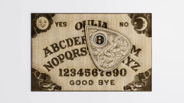 Ouija Tabeli Izolowane Białym Tle Ilustracji — Zdjęcie stockowe