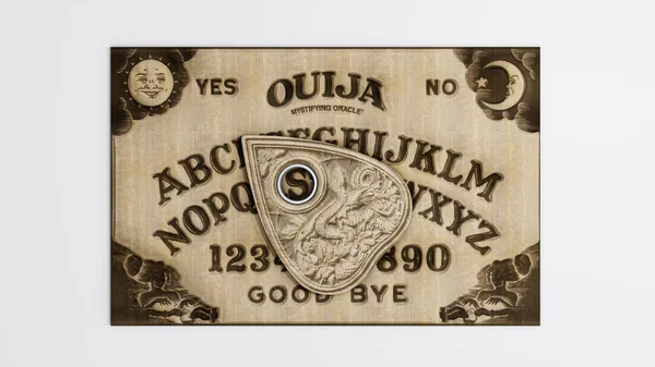 Ouija Táblázat Elszigetelt Fehér Háttér Illusztráció — Stock Fotó