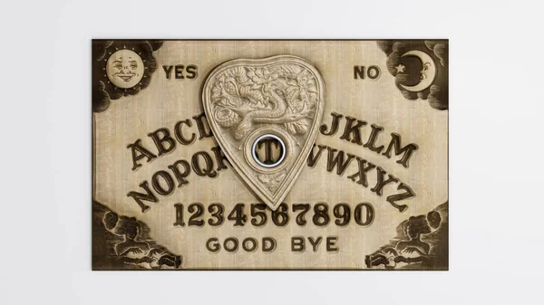 Ouija Tabulka Izolované Bílém Pozadí Ilustrace — Stock fotografie