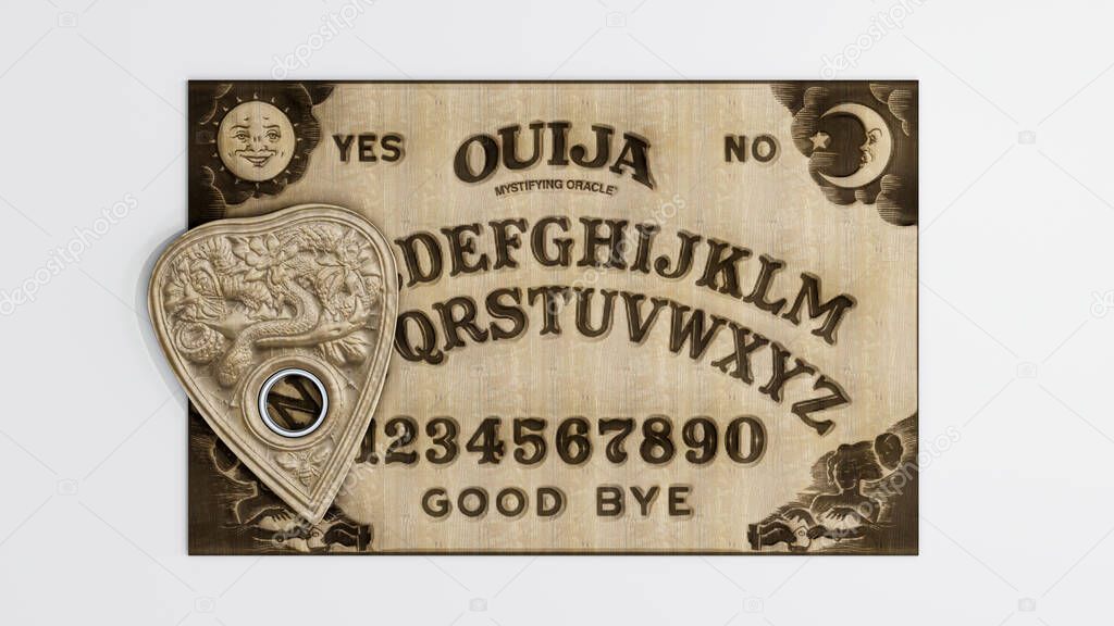 ouija table isolated on white background 3d illustration