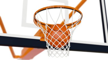 Beyaz zemin üzerinde izole basketbol topu 3d illüstrasyon.