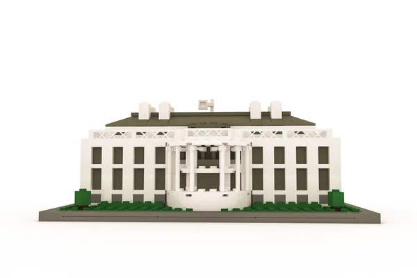 Белый дом из пластикового кирпича — стоковое фото
