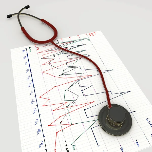 Czerwony stetoskop — Zdjęcie stockowe