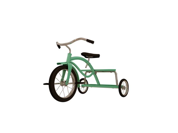 Зеленый винтажный трехколесный велосипед — стоковое фото